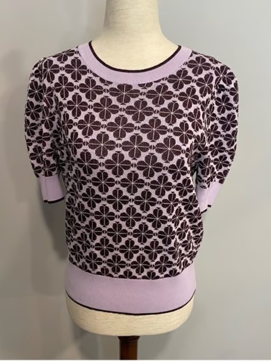 kate spade Tops - Lilac and Dark Purple Floral Knit Short-Sleeve top